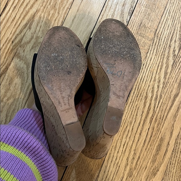 Veronica beard Dali black suede and cork platform wedge sandals - Picture 7 of 7